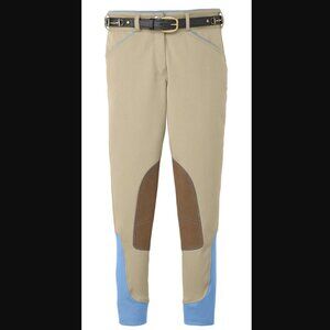 DOVER SADDLERY Horse Riding Breeches Ladies' Wellesley Knee-Patch Tan Blue